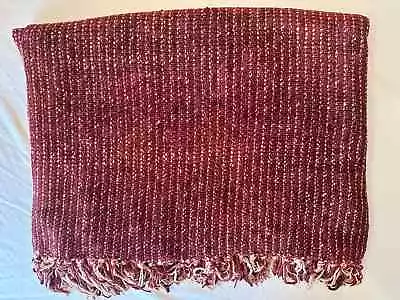 RESTORATION HARDWARE Grand Chenille Throw Blanket 50 X 70 Deep Red Gold • $101.60