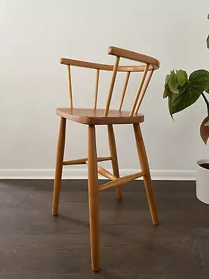 £20 • Buy Childs Dining Chair High Booster Solid Elm Beech  Bow Back Vintage Windsor Style
