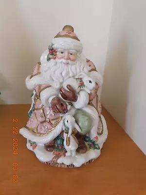 VTG Fitz & Floyd  SNOWY WOODS   Santa Christmas LARGE Cookie Jar CLASSIC-MINTY- • $94.22