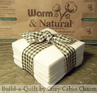 100 ~ 5  Warm & Natural Cotton Pre-Cut Batting Squares Rag Quilt  • $19.99