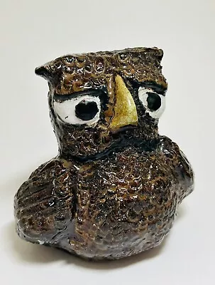 Vintage Mid Century Signed Art Pottery OWL - 5 1/2  Brutalist With Great Face • $21.95