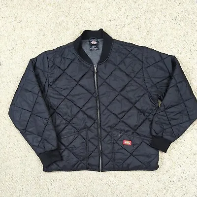 Dickies Diamond Quilted Jacket Mens XL Black Full Zip Bomber Insulated Workwear • $24.66