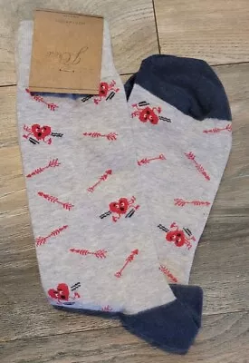 J.Crew Unisex VALENTINE Novelty Crew Socks XOXO Hearts & Arrows OSFA  • $10.15