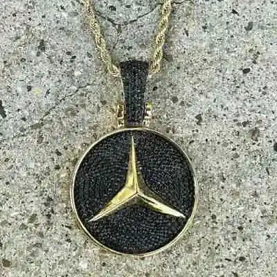 3Ct Round Cut Lab-Created Spinel Mercedes Benz Pendant 14K Yellow Gold Plated • $163.99