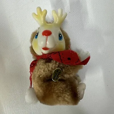 Rudolph Reindeer Clip On Pencil Hugger Bell Plush Vintage Korea (td) • $6.90