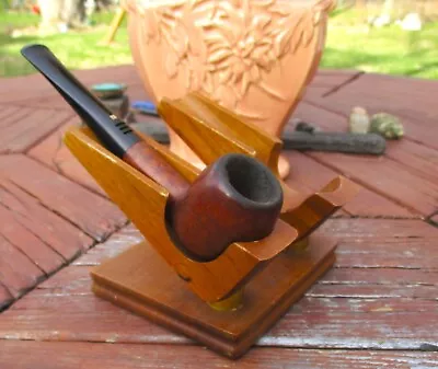 Vintage Carey Magic Inch Briar Pipe Decatur Ind. Walnut Stand Rest • $18