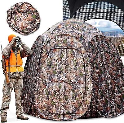 Portable Hunting Blind Huge Interior 4-Person 150D-Polyester Tent NEW • £45