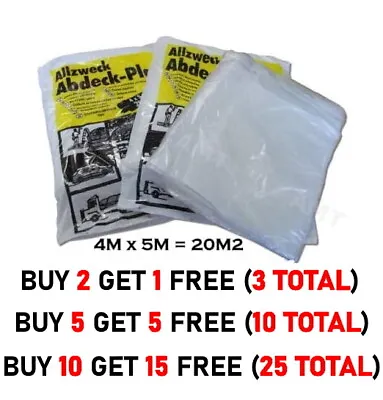 DUST SHEET LARGE 4M X 5M PLASTIC CLEAR POLYTHENE DECORATING COVER PAINT SALE!!! • £2.88