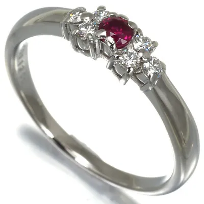 Auth MIKIMOTO Ring Ruby 0.12ct Diamond 0.17ct US8-8.25 950 Platinum • $424.83