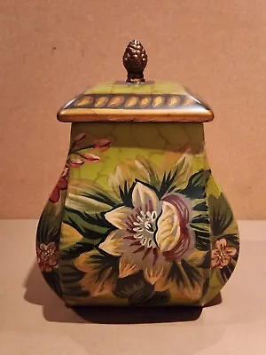 Raymond Waites Green Floral Canister Vase With Lid • $40