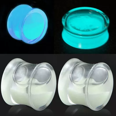 1 Pair Liquid Glow In The Dark Ear Plug Acrylic Tunnel Expander Stretcher Gauge • $3.39