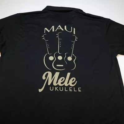 MELE UKULELE STORE MAUI HAWAII HAWAIIAN POLO GOLF SHIRT Mens L Black  • $17.50