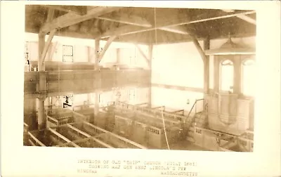 Interior Of Old Ship Church Hingham Massachusetts Postcard Benj Lincoln's Pew • £11.57