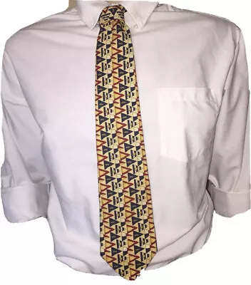 Tommy Hilfiger Mens Vintage Tie Yellow 90s Flag USA Americana Retro Print Rare • $25