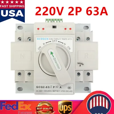 63A 2P 220V Dual Power Automatic Transfer Switch Generator Changeover Switch • $49.99