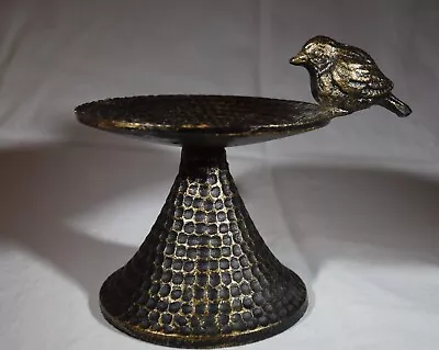 Small Bronze Colored Metal Bird Bath/Candle Holder With Bird  6 1/2  Tall • $20