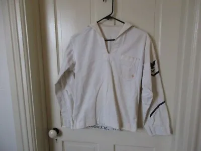 Vintage US Navy Military White Cotton Uniform Top - Shirt - Cracker Jack • $8