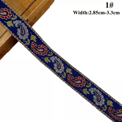 7 Yards Vintage Floral Brocade Jacquard Ribbon Trim Fringe DIY Upholstery Craft • $9.49