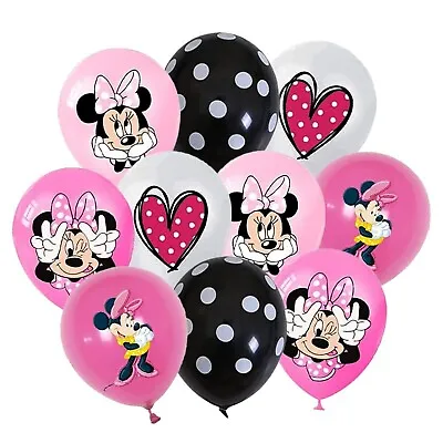 10pcs 12  Minnie Mouse Balloons Latex Set Kids Theme Birthday Party Decoration • £3.89