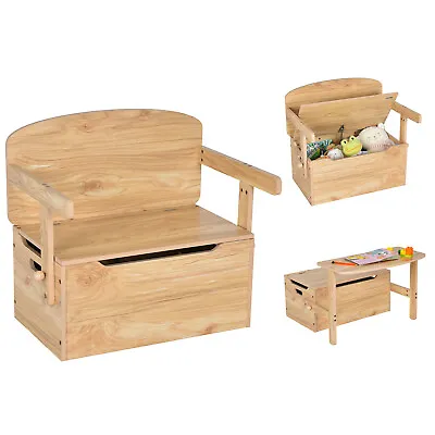 3-in-1 Kids Table And Chair Set Children Activity Bench Wooden Toy Storage Box • £64.95