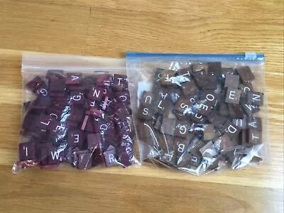 SCRABBLE TILES Lot Letters Maroon/ Burgundy & Brown CRAFTING Replacement Sets • $19.99