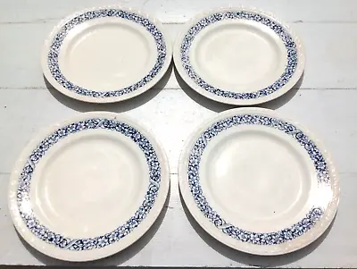 10” W R MIDWINTER LTD England Set 4 Flow Blue & White Floral Pottery Plates • $19.99