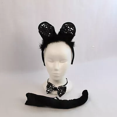 Soma One Size Fits Most Black Mouse Costume Accessories Tail Bow Headband • $11.20