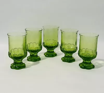 Tiffin Franciscan MADEIRA Set Of 5 Water Wine Glasses APPLE GREEN (Clover) 5.25” • $50