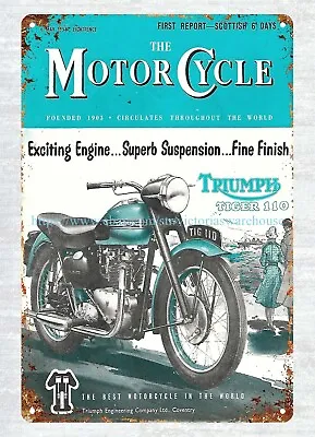 1954 Motorcycle Mancave MotorbikeTiger 110 Metal Tin Sign Artistic Wall Plaques • $18.99