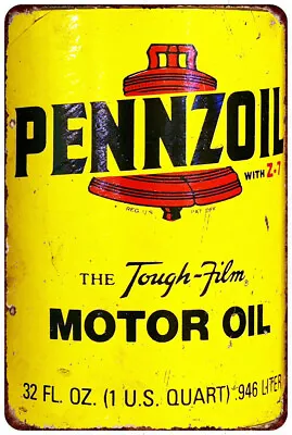 Pennzoil Motor Oil Can Vintage LOOK Reproduction Metal Sign Wall Art Gas Station • $28.99