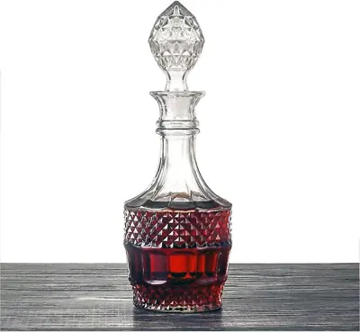 Whiskey Decanter Glass Crystal Liquor Scotch Vodka Bourbon Bottle Vintage Gift • $22.09