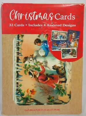 CrownJewelz Vintage Christmas Boxed Cards Set Of 32 (4 Designs) 4.62  X 6.75  • $21.85