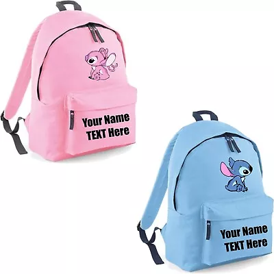 Personalised Name Text Lilo & Stitch Bag Backpack Back To School Angel Kids Bag • £17.99