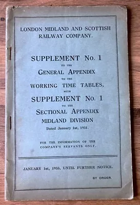 London Midland & Scottish Railway Company Working Time Tables 1931 Servants Only • £8