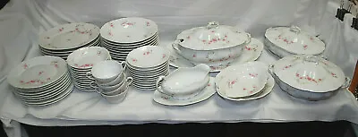 Habsburg China Austria Pattern #9165 Pink Roses Embossed 66 Pieces  L2725 • $1489.99