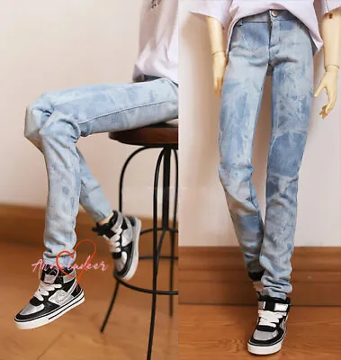 1/4 1/3 Uncle BJD Doll Clothes Washing Jeans Pants​ Trousers Mottled Light Blue • $20.50