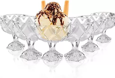 Glass Dessert Bowls Ice Cream Fruit Salad Cocktail Sundae Appetiser Cups 2/4/6 • £9.99