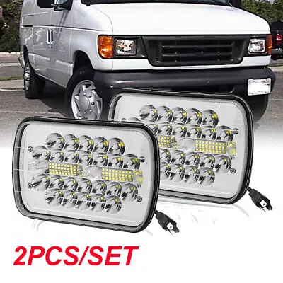 2pcs For Ford E-150 E-250 E-350 H6054 7x6  5x7 LED Headlights Sealed Beam Square • $37.99