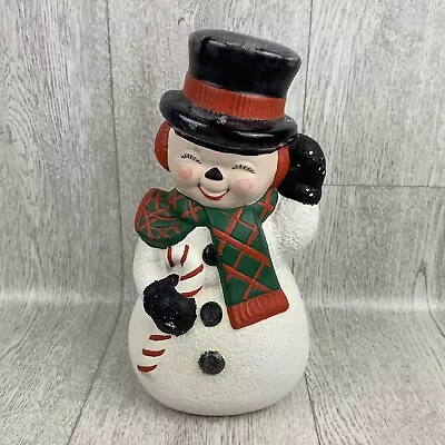 Vintage 1970s Christmas Ceramic Mold Frosty Snowman Figurine Dimpled Snow 12 “ • $25