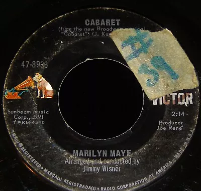 Vintage Record MARILYN MAYE: CABARET & TWO LOVERS 45 Rpm 1966 Show Tunes • $1