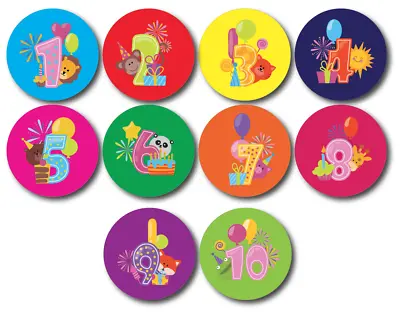 Kids Birthday Button Badge 57mm Ages 1 - 10 Years • $4.99