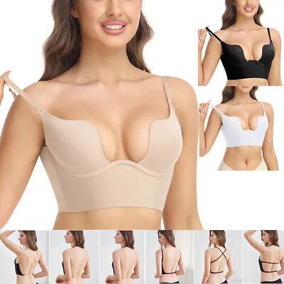 Small Chest Gather Women Bra Invisible Brassiere U-shaped Backless Sexy Lingerie • £11.75