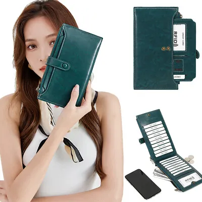 Large Capacity Leather Wallet Envelope Bag Phone Card Holder For Women Men Gift • $12.59