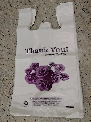 Heavy Duty T-Shirt Bag Flower Thank You Plastic Carry Out Bags 11.5 X 6 X 21  • $7.99