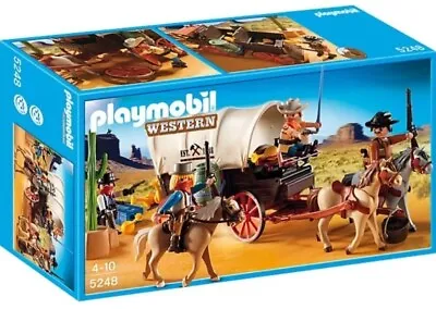 £31.95 • Buy Playmobil 5248 Covered Wagon With Raiders - Cowboys & Horses *Tracked Delivery*