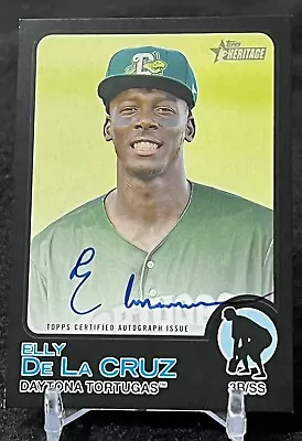 2022 Topps Heritage Minors Elly De La Cruz Black Auto /50 Reds • $525