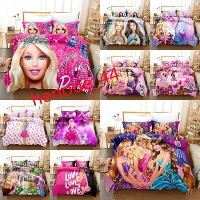 $46.99 • Buy 3D Barbie Princess Quilt Duvet Cover Bedding Set Pillowcase Single Double Queen