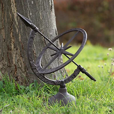 £29.99 • Buy Cast Iron Armillary Garden Decor Sundial Ornate Rustic Finish Antique Style