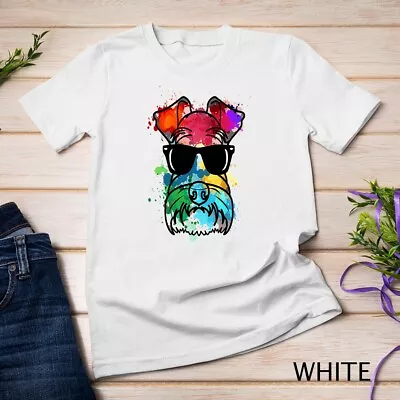 Water Color Miniature Schnauzer Cute Dog Paint Splat Gift Unisex T-shirt • $16.99