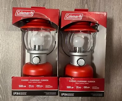 Coleman Classic 500 Lumens LED Lantern Red Battery Powered Lot Of 2 • $59.99